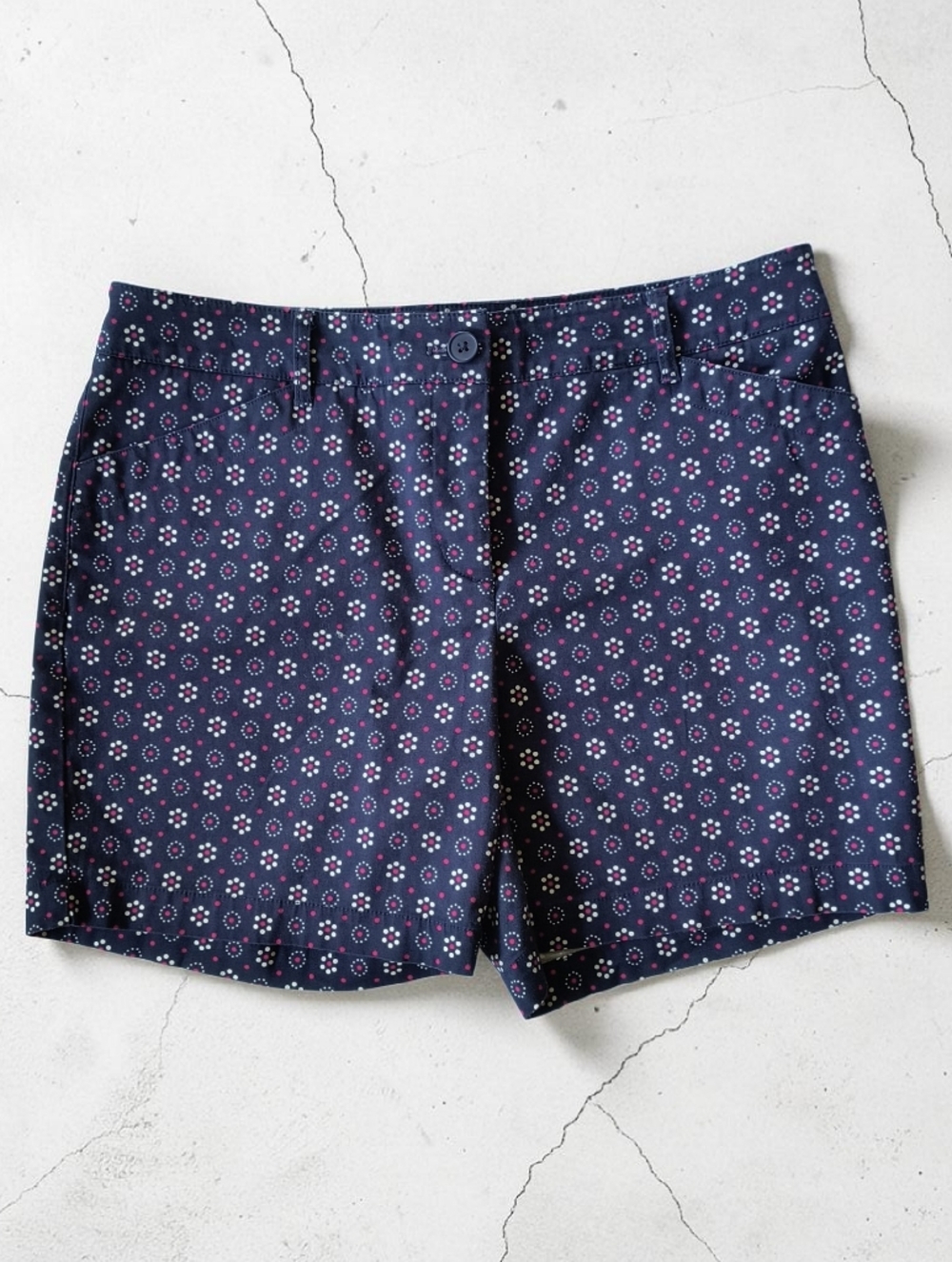 Talbots Navy Floral Dot Print Bermuda Shorts Size 10P